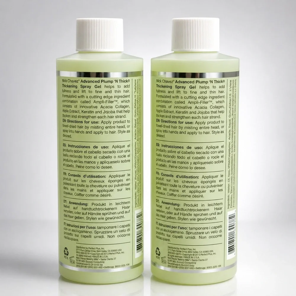 2 Nick Chavez Beverly Hills Advanced Plump N Thick Thickening Spray Gel 8 oz NEW